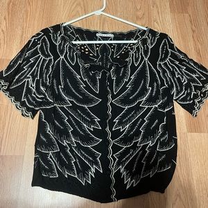 Black detailed Alice & Olivia Blouse